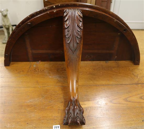 A D shaped carved mahogany console table W.89cm